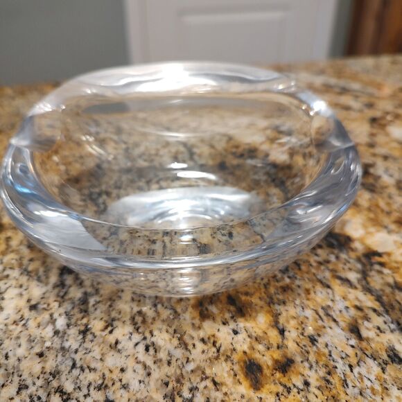VTG Signed Val St. Lambert France Wave Crystal Clear Ashtray Trinket Dish - Picture 7 of 15